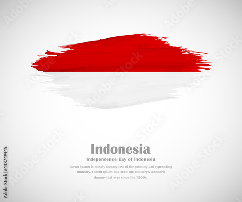 Abstract brush painted grunge flag of Indonesia country for Independence day