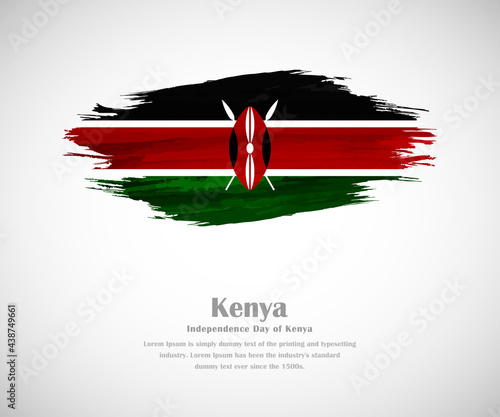 Abstract brush painted grunge flag of Kenya country for Independence day