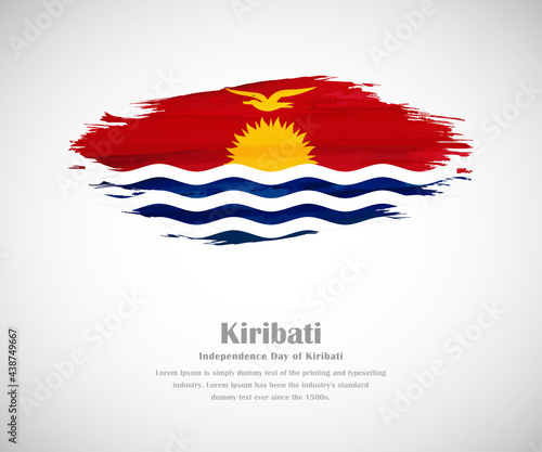 Abstract brush painted grunge flag of Kiribati country for Independence day