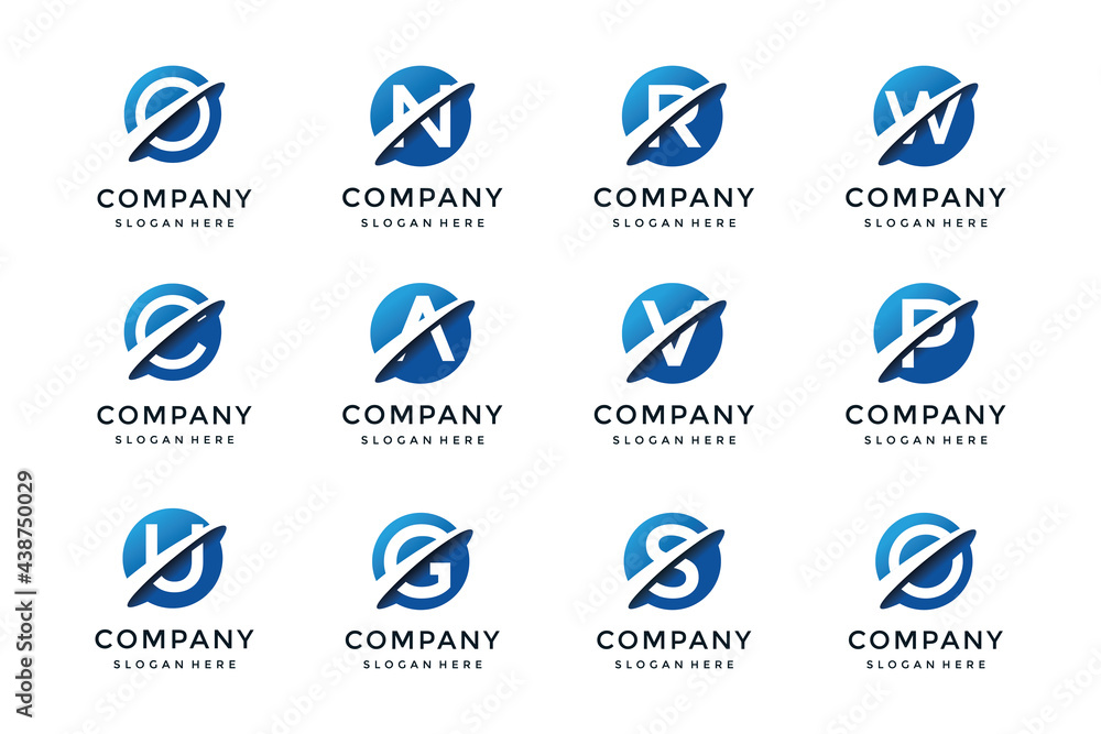 Collection of letter logo templates collaborating with creative planets. icons for business, consulting, simple. Collection of letter logo templates collaborating with creative planets. icons for business, consulting, simple.