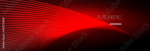 Abstract neon glowing light in the dark with waves. Shiny magic energy and motion concept, vector abstract wallpaper background