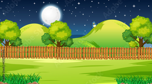 Blank nature park landscape scene at night time