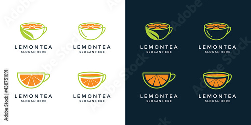 Lemon and teacup template logo