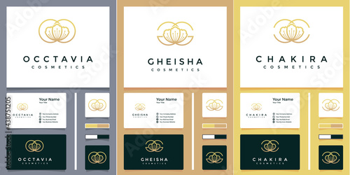 Luxurious rose flower O, G and C letter logo with card design