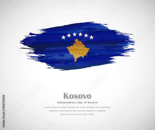 Abstract brush painted grunge flag of Kosovo country for Independence day