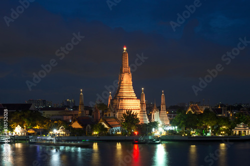Wat Arun night view Temple in bangkok  Thailand