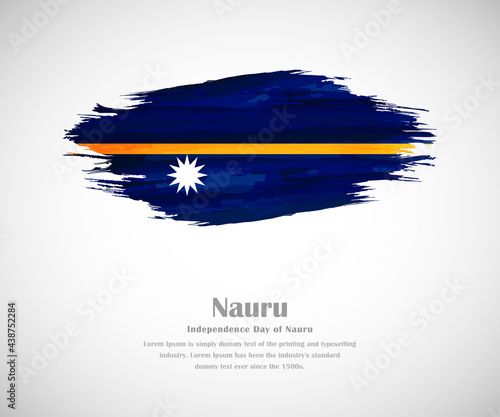 Abstract brush painted grunge flag of Nauru country for Independence day