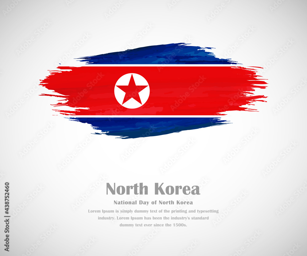 Abstract brush painted grunge flag of North Korea country for national day Abstract brush painted grunge flag of North Korea country for national day