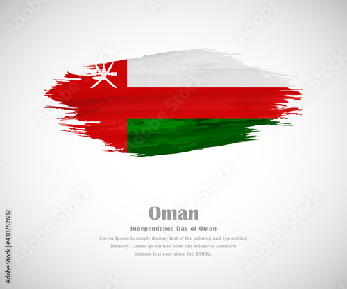 Abstract brush painted grunge flag of Oman country for Independence day