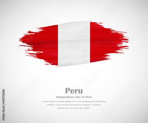Abstract brush painted grunge flag of Peru country for Independence day