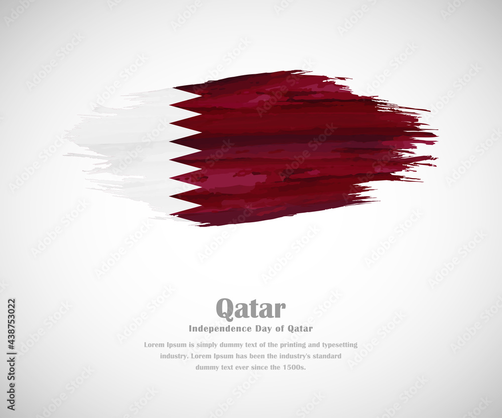 Abstract brush painted grunge flag of Qatar country for Independence day