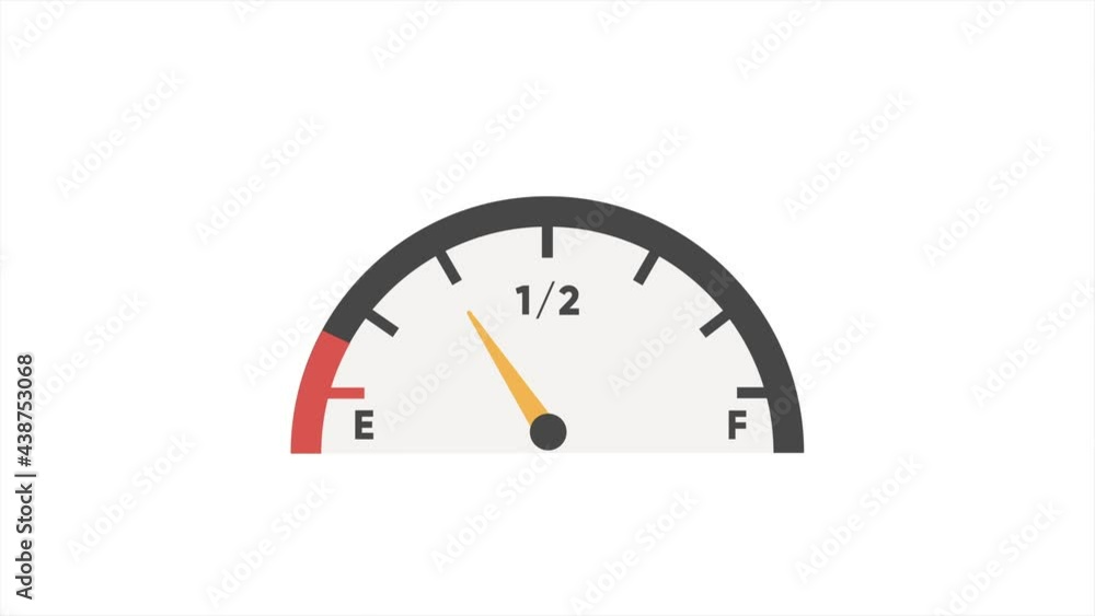 Empty Fuel gauge icon. Low Gasoline indicator. Animated Fuel indicator isolated on white. Video Empty Fuel gauge icon. Low Gasoline indicator. Animated Fuel indicator isolated on white. Video