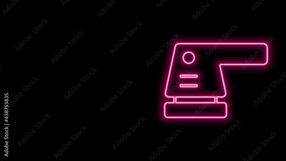 Glowing neon line Electric sander icon isolated on black background. Orbital sander. For floor and wooden planks sanding sandpaper. 4K Video motion graphic animation Glowing neon line Electric sander icon isolated on black background. Orbital sander. For floor and wooden planks sanding sandpaper. 4K Video motion graphic animation