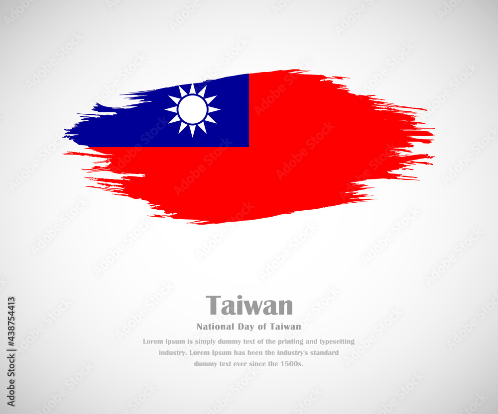 Abstract brush painted grunge flag of Taiwan country for National day