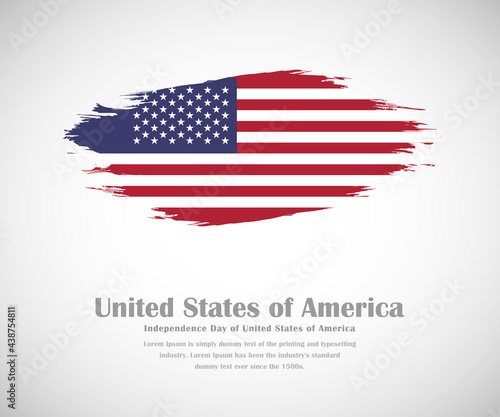Abstract brush painted grunge flag of United States of America country for Independence day