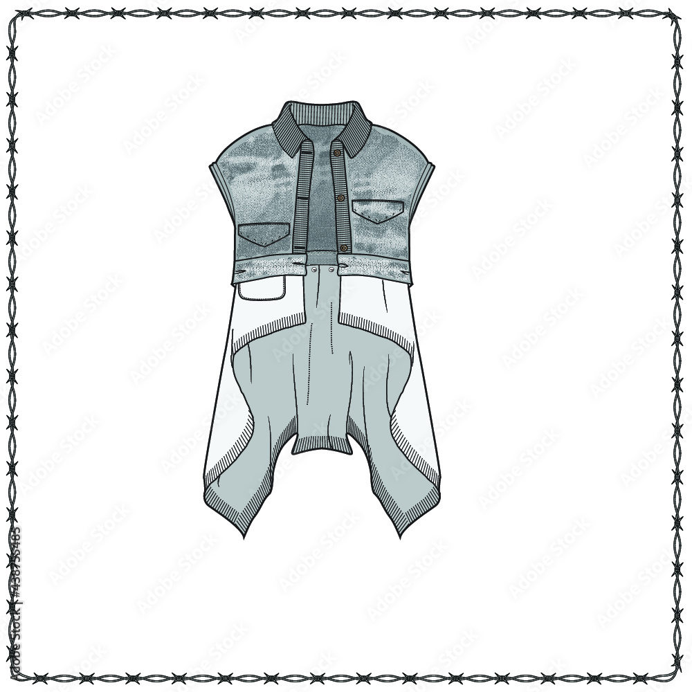 Editable fashion garment flat sketch for creating new designs mockup ...