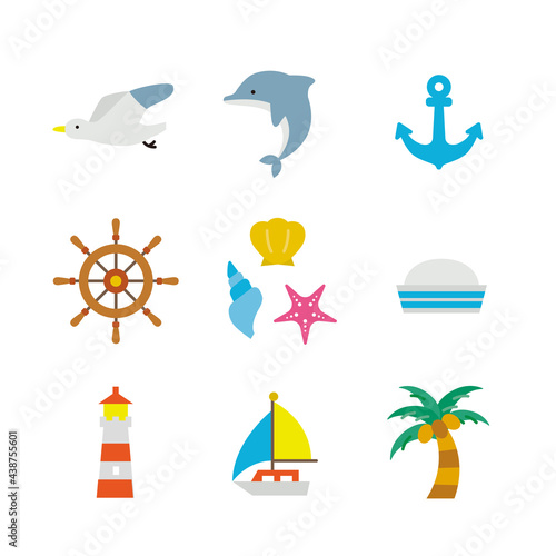 シンプルアイコンセット：夏のアイテムB（主線なし）