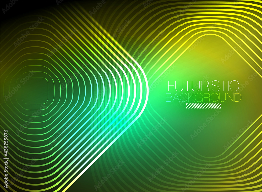 Neon color square shape lines abstract background. Shiny magic energy and motion concept, vector abstract wallpaper background Neon color square shape lines abstract background. Shiny magic energy and motion concept, vector abstract wallpaper background
