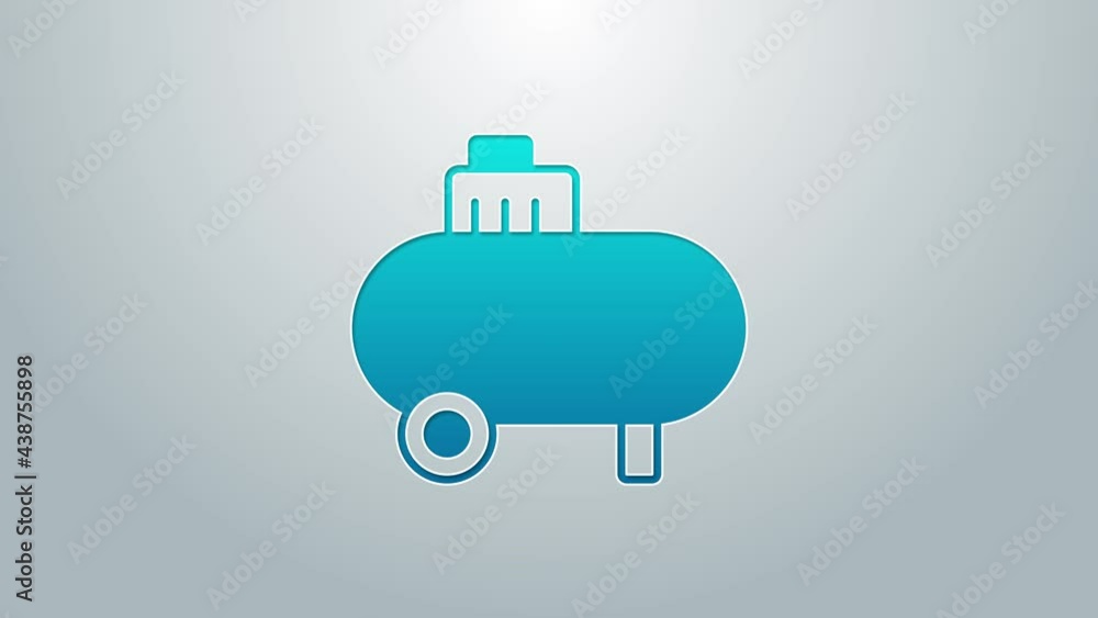 Blue line Air compressor icon isolated on grey background. 4K Video motion graphic animation Blue line Air compressor icon isolated on grey background. 4K Video motion graphic animation