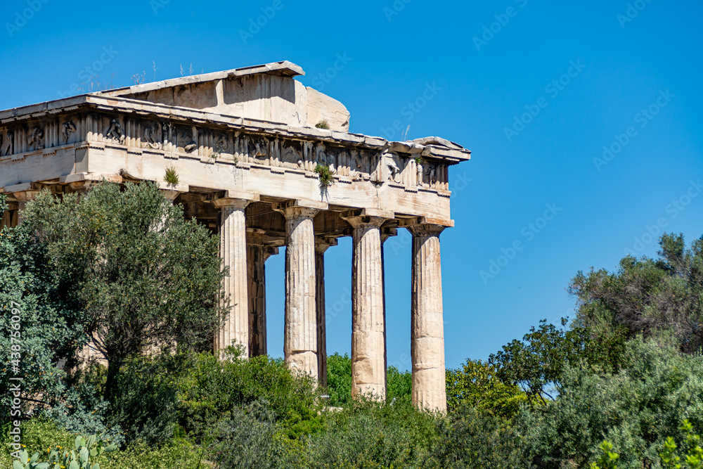 The Temple of Hephaestus, located on a Hill in the ancient Agora of Athens, Greece