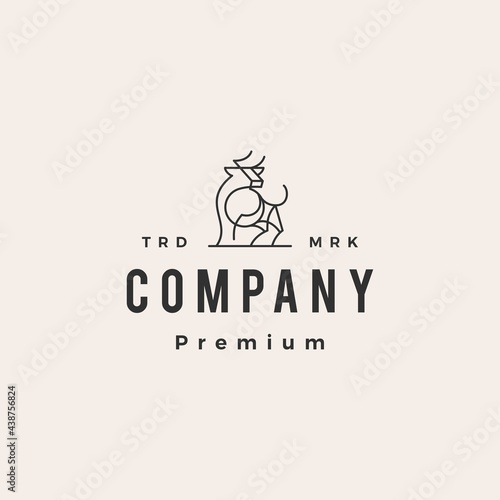 bull toro hipster vintage logo vector icon illustration