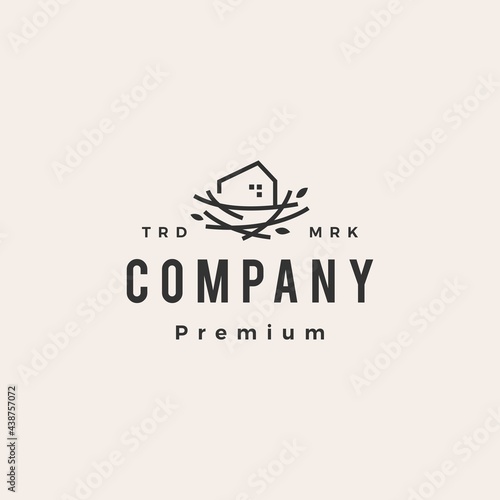 nest house hipster vintage logo vector icon illustration
