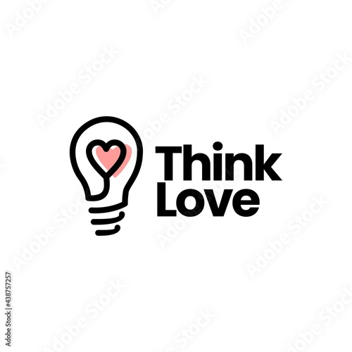think love bulb idea heart logo vector icon illustration