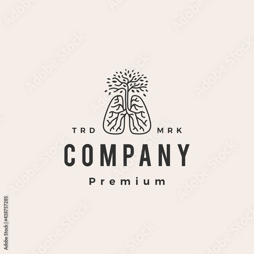 tree lung root breath hipster vintage logo vector icon illustration