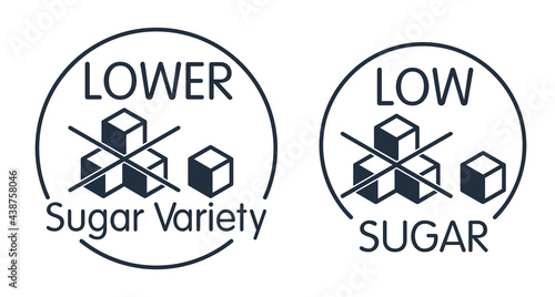 Low Sugar badge - Flat label with crossed cubes