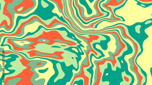 Colorful liquid marble abstract background. Shapes and lines with sinuous outlines, vector illustration.