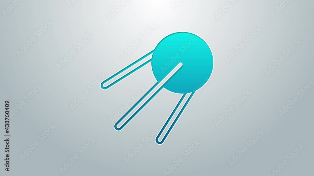 Blue line Satellite icon isolated on grey background. 4K Video motion graphic animation Blue line Satellite icon isolated on grey background. 4K Video motion graphic animation