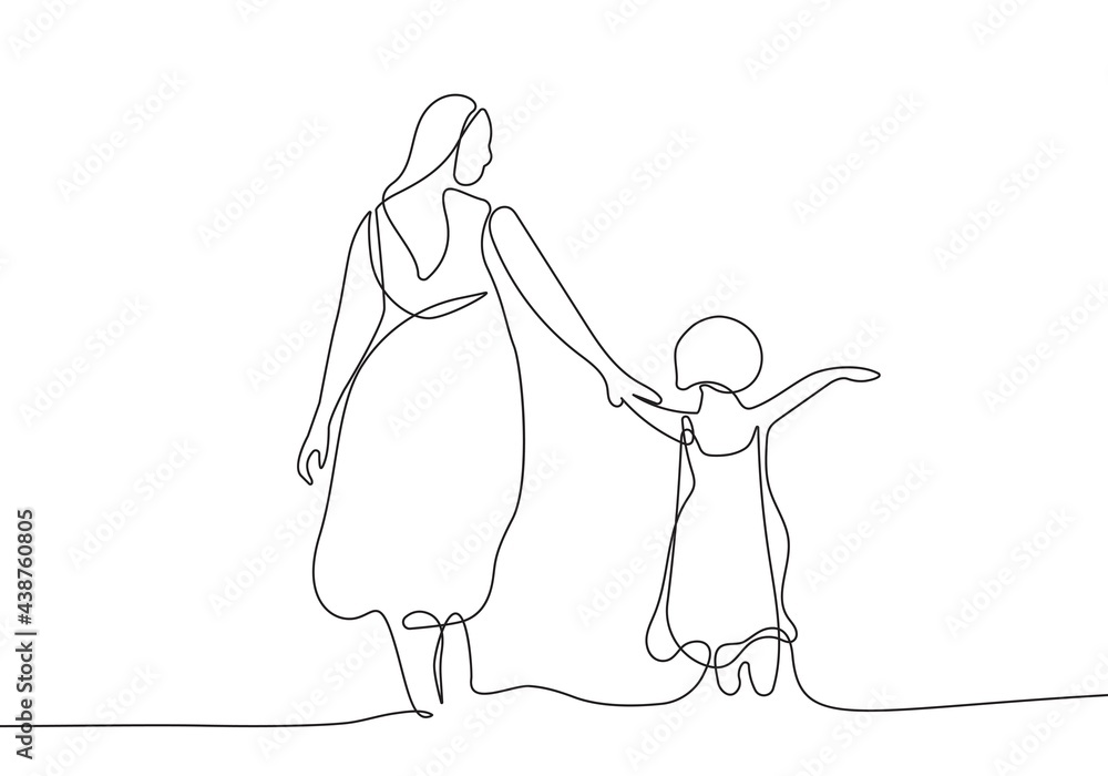 Happy Family Continuous Line Art Drawing. Mother and Baby Abstract Line Drawing Minimalist Illustration. Vector EPS 10. Happy Family Continuous Line Art Drawing. Mother and Baby Abstract Line Drawing Minimalist Illustration. Vector EPS 10.