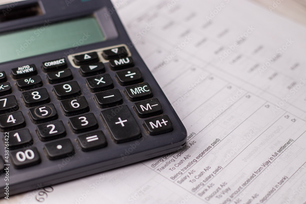Black calculator on texture background stock image. Black calculator on texture background stock image.