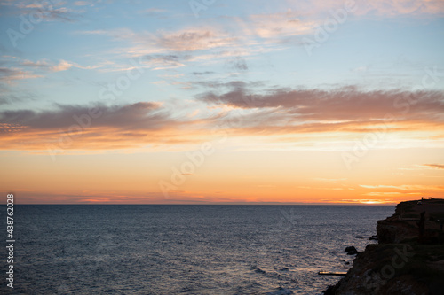 Orange sunset on the sea