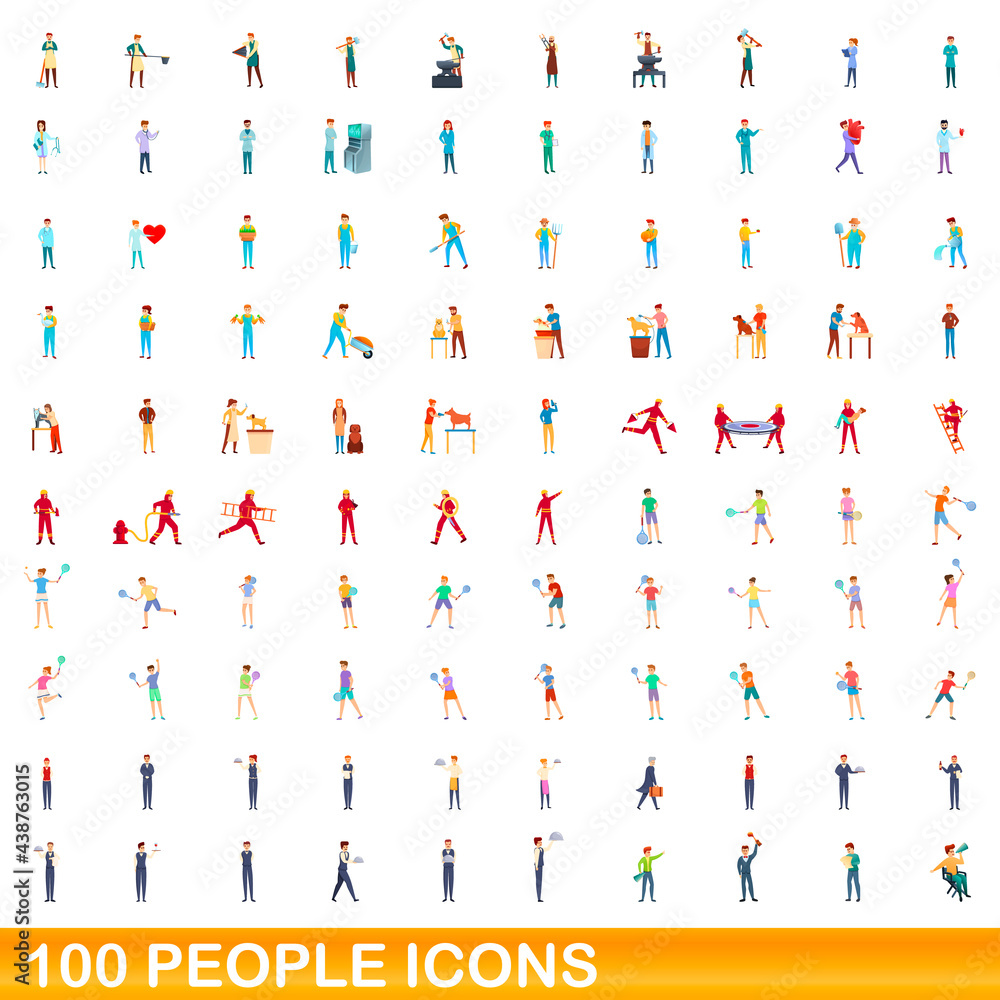 100 people icons set. Cartoon illustration of 100 people icons vector set isolated on white background 100 people icons set. Cartoon illustration of 100 people icons vector set isolated on white background