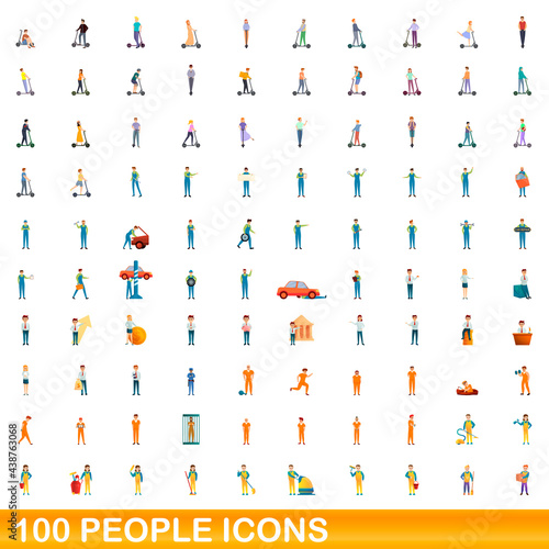 100 people icons set. Cartoon illustration of 100 people icons vector set isolated on white background © nsit0108