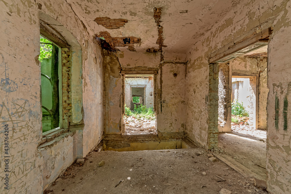 Gunaros, Serbia - May 28, 2021: The abandoned summer house Gunaros, Serbia - May 28, 2021: The abandoned summer house