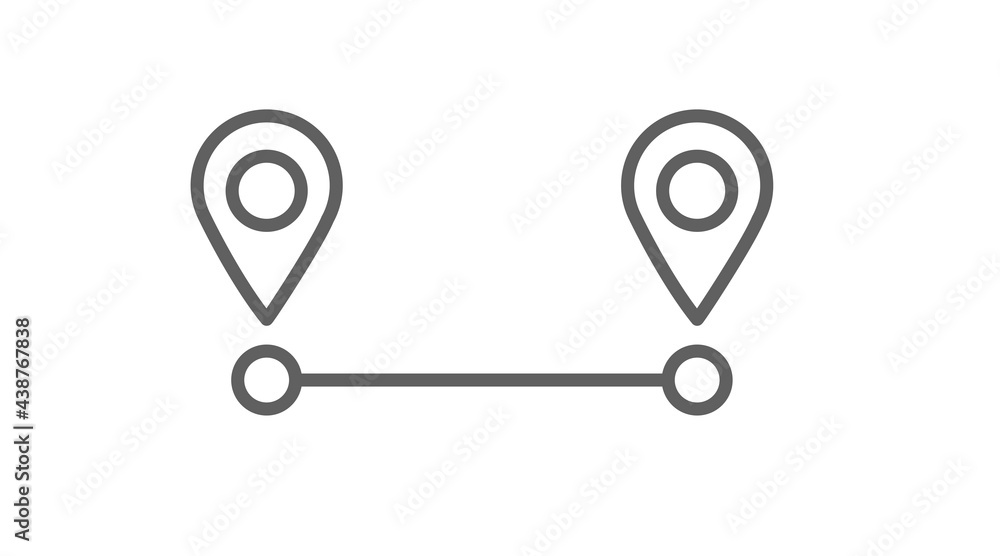 Distance or destination icon. Flat simple destination or distance sign illustration Distance or destination icon. Flat simple destination or distance sign illustration