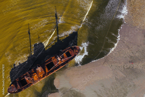 Shipwreck on a beach old ship