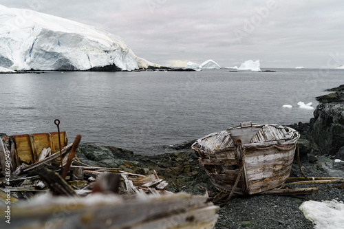 Old wooden boat in Antarctica