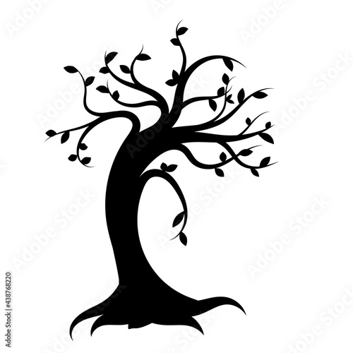 Cute silhouette tree waver with the wind