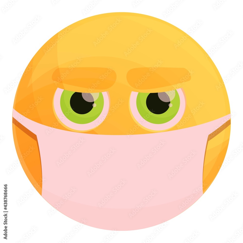 Masked emoticon icon. Cartoon of masked emoticon vector icon for web design isolated on white background Masked emoticon icon. Cartoon of masked emoticon vector icon for web design isolated on white background