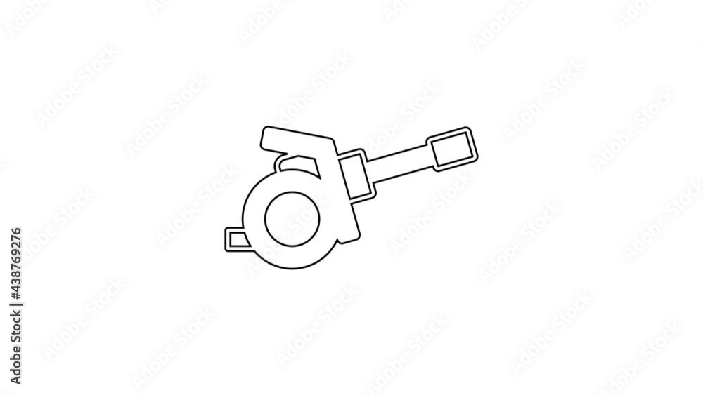 Black line Howitzer icon isolated on white background. Shooting from a gun. Artillery. 4K Video motion graphic animation Black line Howitzer icon isolated on white background. Shooting from a gun. Artillery. 4K Video motion graphic animation