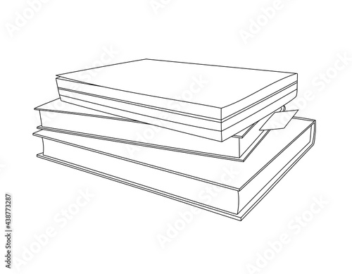 Vector illustration of books in line art. Hand-drawn set. The concept of objects for learning, reading. School tools. Suitable for book shops.