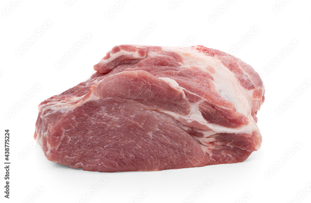 Raw pork on white background