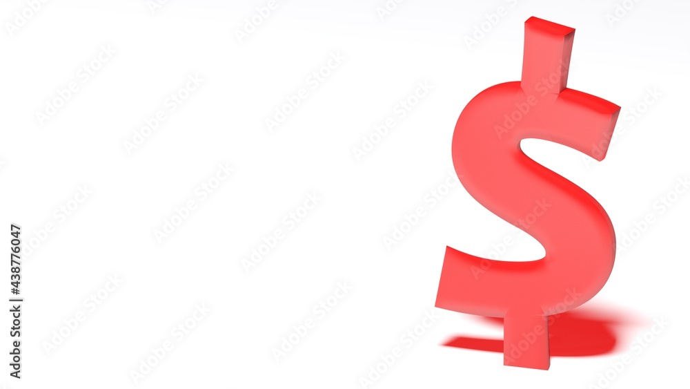 White background with red dollar sign at right side - 3D rendering illustration White background with red dollar sign at right side - 3D rendering illustration
