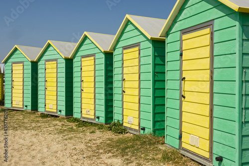 Beach huts at Littlehampton  Sussex  England
