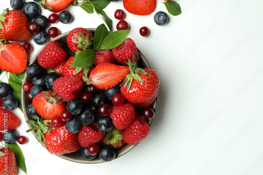 Delicious fresh berry mix on white background Delicious fresh berry mix on white background