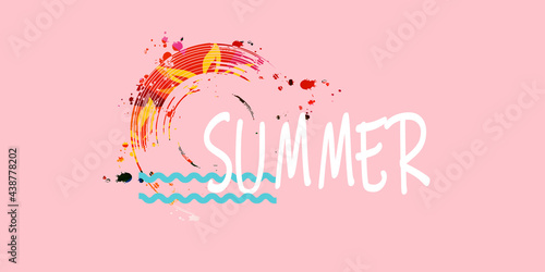 Tropical summer landscape vector illustration. Travel and holiday  summertime concept. Summer design for banner  card  poster  print