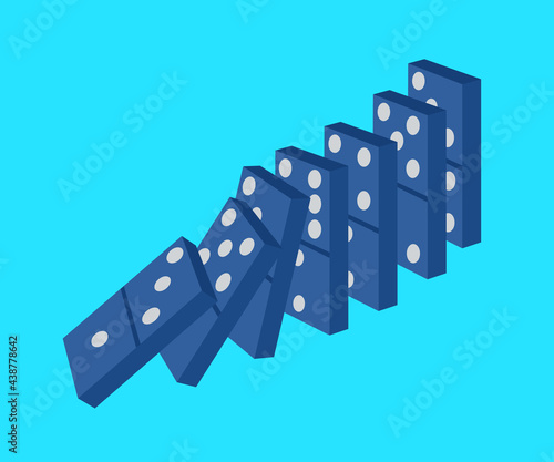 Domino bones on a blue background. Symbol. Vector illustration.